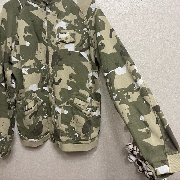 Addict Camouflage heavy cotton full zip Jacket Camo Sz L - Picture 2 of 9